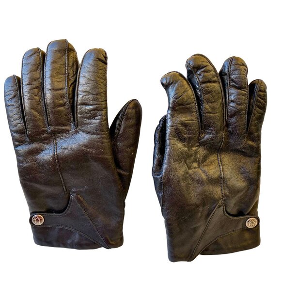 Chriistian Dior Vintage Hungary Black Leather Gloves Wool Lined Mens Medium - Picture 4 of 10